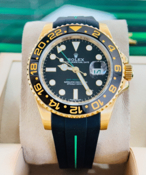 Rolex GMT-Master II 116718LN 18k Y Gold Black Dial Box Service Card & Rubber B