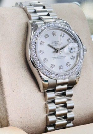 Rolex Lady-Datejust President Platinum 179136 Factory Diamond Bezel & Dial B/PPR