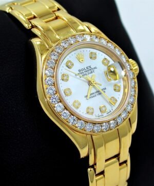 ROLEX Masterpiece 69298 18K Yellow Gold MOP Dial Factory Diamond Bezel Ladys