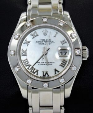 Rolex Masterpiece Pearlmaster 80319 18K W Gold Diamond Bezel MOP Dial Box/papers