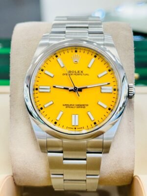Rolex Oyster Perpetual 124300 41 Custom Yellow Dial Watch Box/Papers MINT