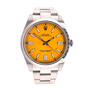Rolex Oyster Perpetual 124300 41mm CUSTOM Made Yellow Dial Steel Watch UNWORN