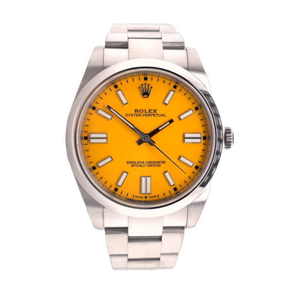 Rolex Oyster Perpetual 124300 41mm CUSTOM Made Yellow Dial Steel Watch UNWORN