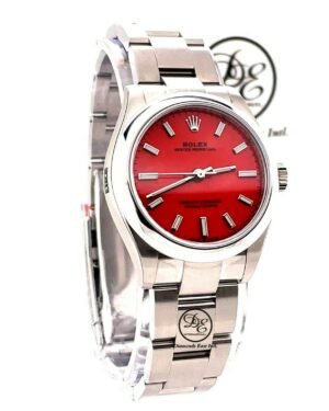 Rolex Oyster Perpetual 277200 31mm Red Dial Stainless Steel Watch UNWORN