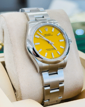 Rolex Oyster Perpetual 277200 Factory Yellow Dial Oyster Steel Band Watch UNWORN
