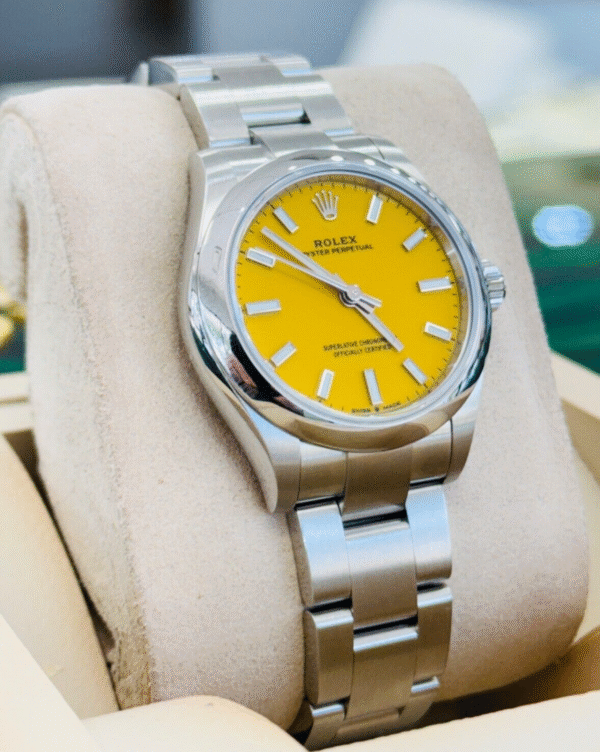 Rolex Oyster Perpetual 277200 Factory Yellow Dial Oyster Steel Band Watch UNWORN