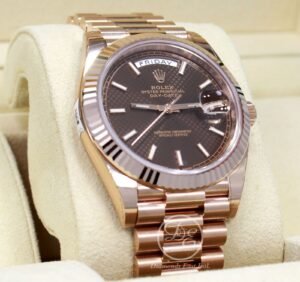 Rolex President 40mm Day-Date 228235 18K Rose Gold Chocolate Motif Dial *NEW*