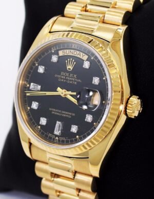 Rolex President Day-Date 18038 18K Yellow Gold Baguettes Diamond Dial *MINT*