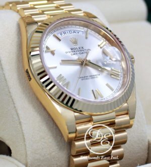 Rolex President Day-Date 228238 18K Yellow Gold Silver Roman Dial Watch BP *NEW