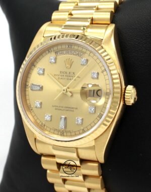 Rolex President Day-Date 36mm 18238 18K Yellow Gold Diamond Dial Mint Condition