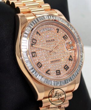 Rolex President Day-Date 41mm 218235 18K Rose Gold 6CT Bezel Pave Diamond Dial