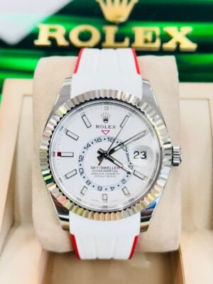 Rolex Sky Dweller 326934 White Dial Rubber B + OYSTER STEEL BAND Watch Box/Paper