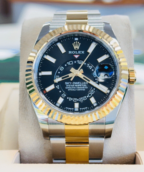 Rolex Sky-Dweller 336933 Black Dial 18K Yellow Gold / Steel Oyster Watch UNWORN