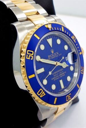 ROLEX Submariner 116613 2Tone 18K Yellow Gold/Steel Blue Ceramic Watch Mint