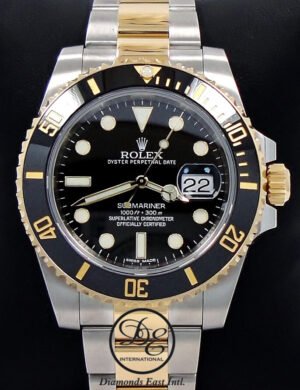 Rolex Submariner 116613LN Oyster 18K Yellow Gold & SS Black Ceramic Bezel Watch