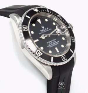 Rolex Submariner 16610 Date Stainless Steel RUBBER B Band Watch MINT Condition