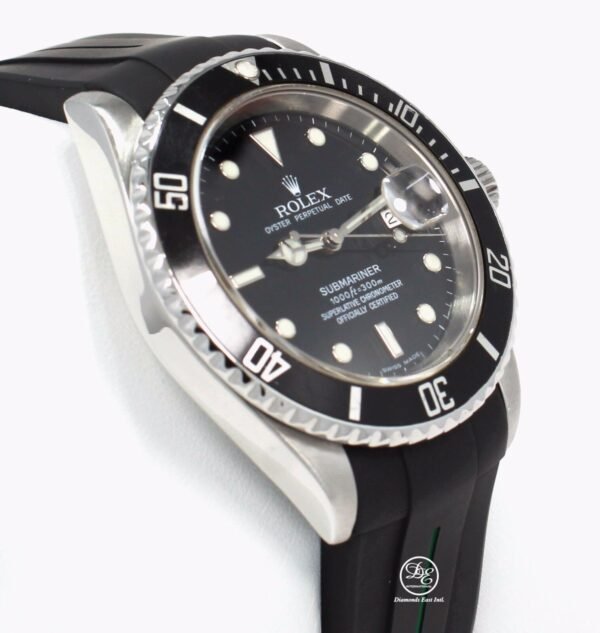 Rolex Submariner 16610 Date Stainless Steel RUBBER B Band Watch MINT Condition