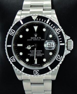 ROLEX Submariner 16610 Oyster Date SS Black Dial Watch BEZEL ENGRAVED MODEL!