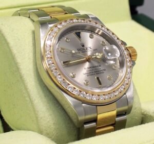 Rolex Submariner 16613 18k Y Gold/SS Blue Sapphires 3.25Ct Diamond Bezel *MINT*