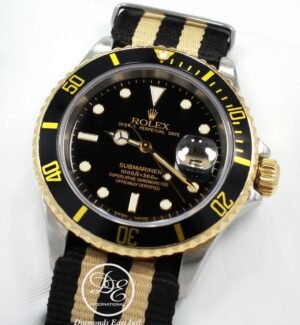 ROLEX Submariner 16613 Two Tone 18K Yellow Gold /Steel Black Bezel Watch *MINT*