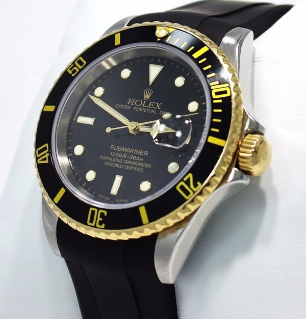 ROLEX Submariner 16613 Two Tone 18K Yellow Gold /Steel Black Bezel Watch *MINT*