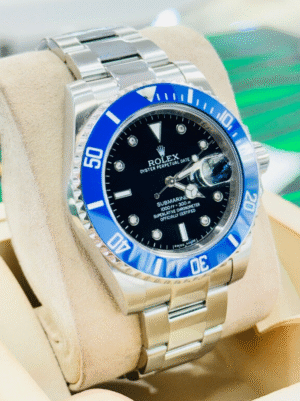 Rolex Submariner Date 116610 Custom Ceramic Bezel Diamond Dial Steel Watch *MINT