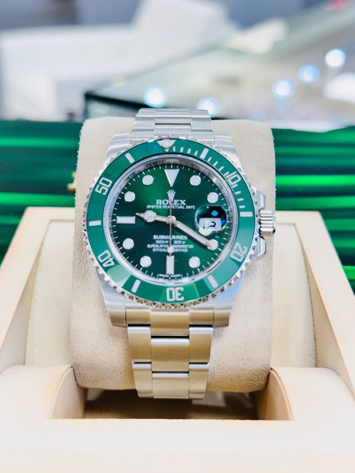 Rolex Submariner Hulk 116610LV Green Ceramic Bezel Oyster Watch MINT