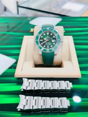 Rolex Submariner Hulk 116610LV Green Ceramic Bezel Watch Oyster Band + Rubber B
