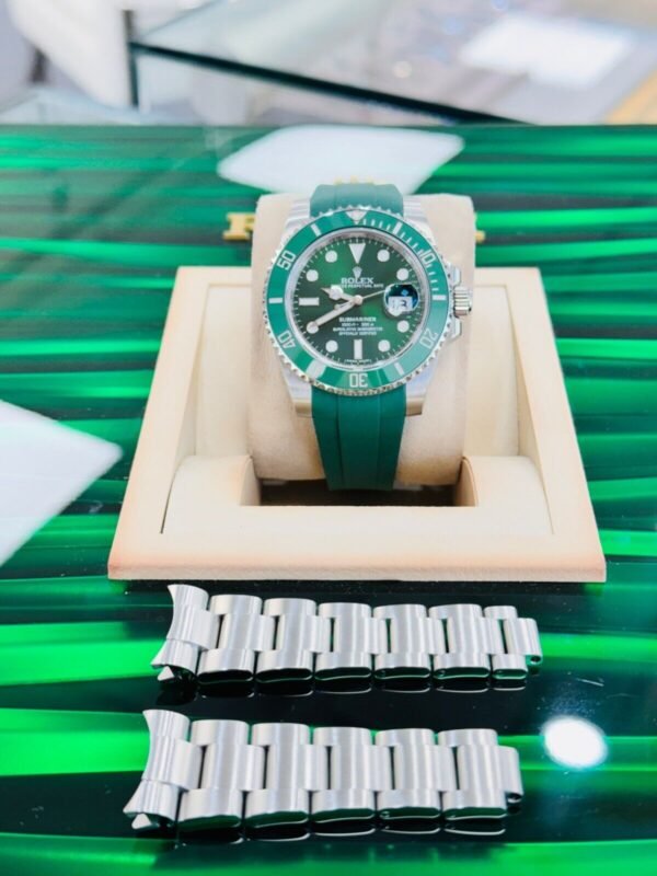 Rolex Submariner Hulk 116610LV Green Ceramic Bezel Watch Oyster Band + Rubber B