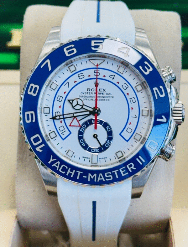 Rolex Yacht-Master II 116680 Steel & White Rubber B Band Mercedes Hands Watch