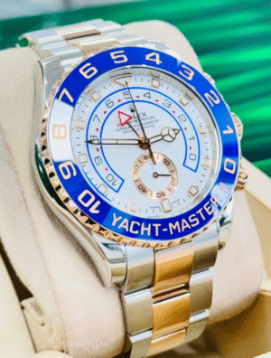 Rolex Yacht Master II 116681 18K Rose Gold /Steel Mercedes Hands Watch BOX/PAPER
