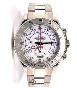 Rolex Yacht Master II Blue Hands 116689 Platinum Bezel 18K White Gold Box/Papers