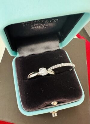 Tiffany & Co 950 Platinum Diamond Engagement & Anniversary Wedding Band Set