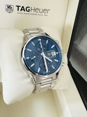 Unworn Men’s Tag Heuer Carrera Calibre 16 Chronograph Blue Watch CBK2112.BA0715