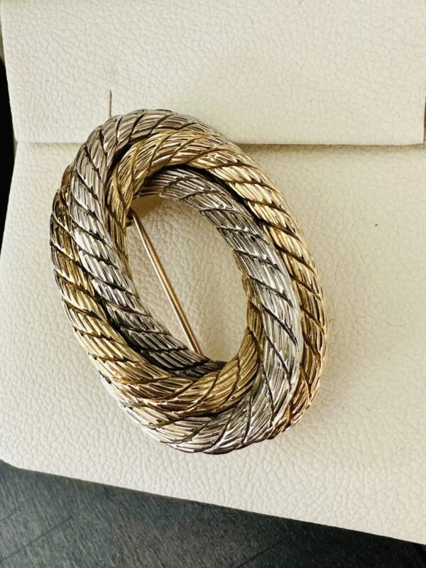 Vintage Estate Bulgari 18K Yellow & White Gold Brooch Pendant