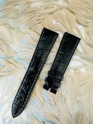 Vintage Patek Philippe Black Alligator Band 21mm With 16mm End & Grey Stitching