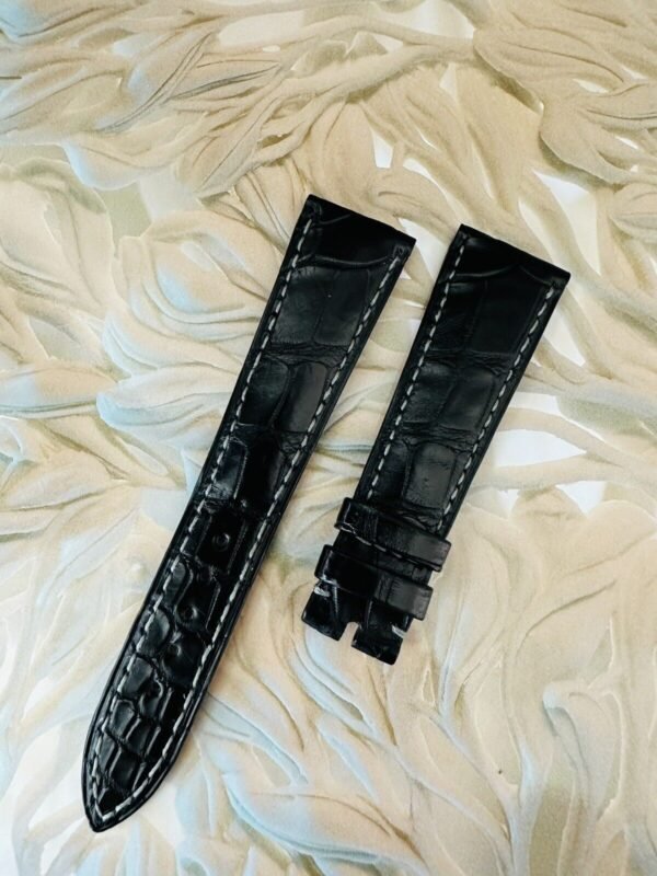 Vintage Patek Philippe Black Alligator Band 21mm With 16mm End & Grey Stitching
