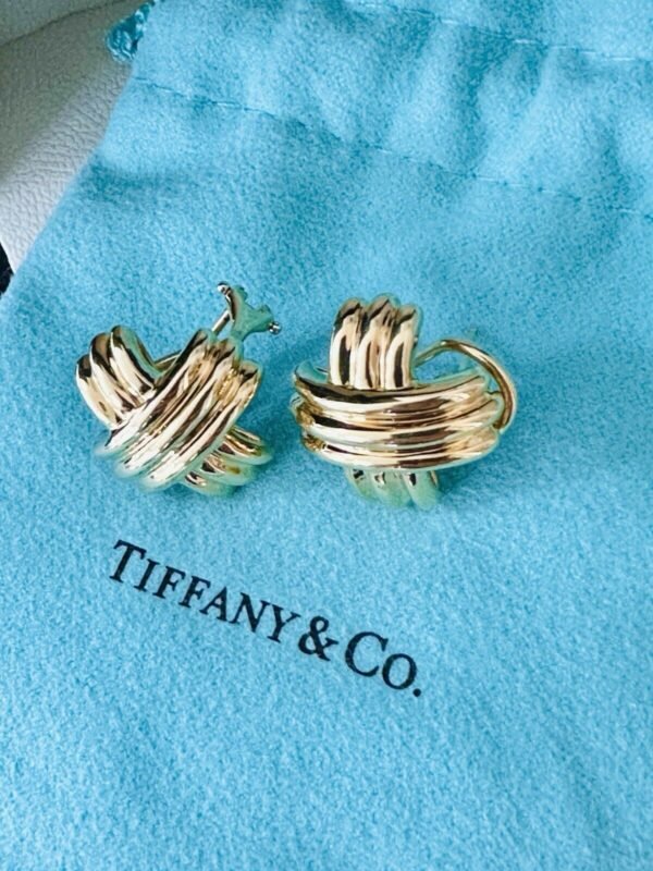 Vintage Tiffany & Co. Solid 18K Yellow Gold “X” Earrings
