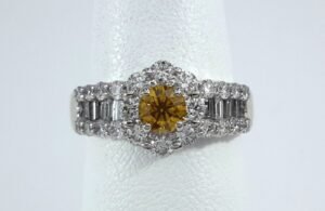0.37ct Fancy Brown Orange DIAMOND on PLATINUM Ring - R10037