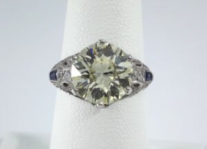 3.00ct DIAMOND on Vintage SAPPHIRE PLATINUM Ring - R9765
