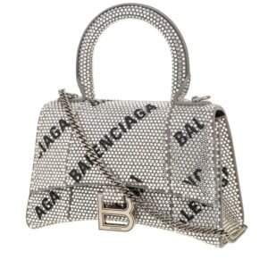 Balenciaga Hourglass mini shoulder bag in silver strass