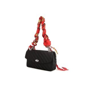Balenciaga Lock Round Scarf handbag in black satin