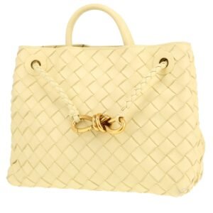 Bottega Veneta Andiamo small model handbag in yellow intrecciato leather