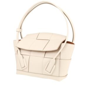 Bottega Veneta Arco handbag in white intrecciato leather