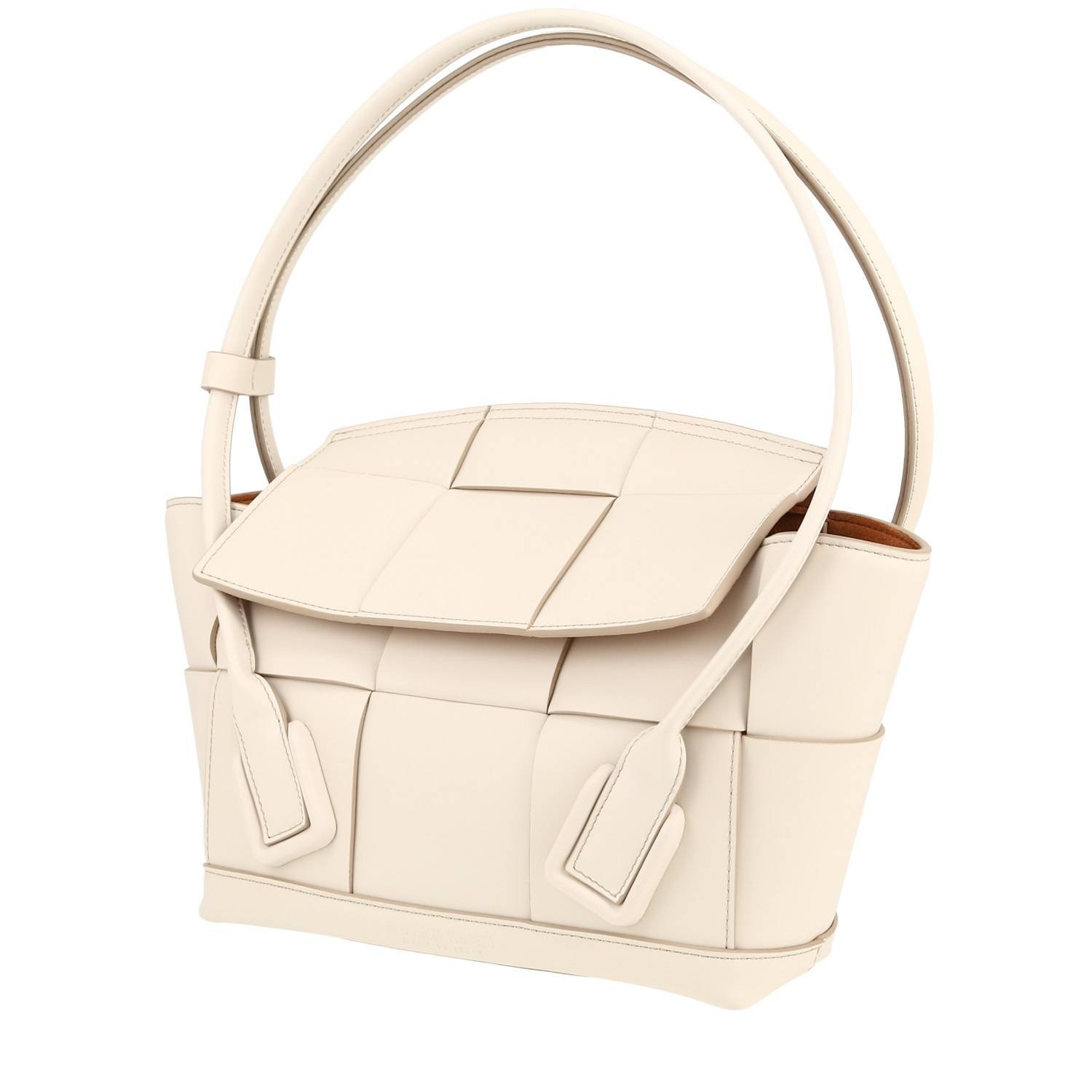 Bottega Veneta Arco handbag in white intrecciato leather