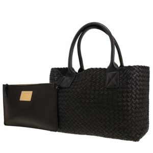 Bottega Veneta Cabat small model shopping bag in black braided leather