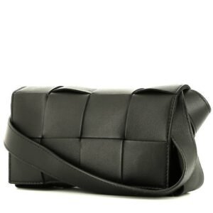 Bottega Veneta Cassette belt in black intrecciato leather