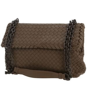 Bottega Veneta Olimpia handbag in brown intrecciato leather
