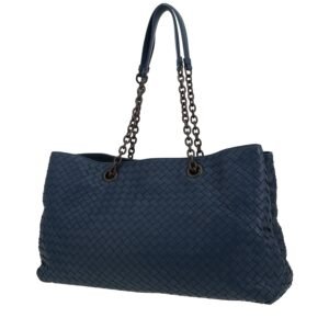 Bottega Veneta shopping bag in blue intrecciato leather
