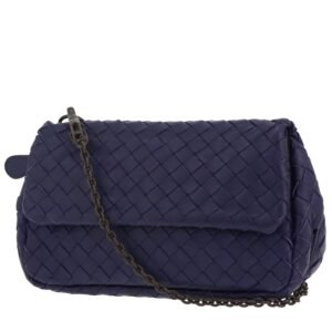Bottega Veneta shoulder bag in blue intrecciato leather
